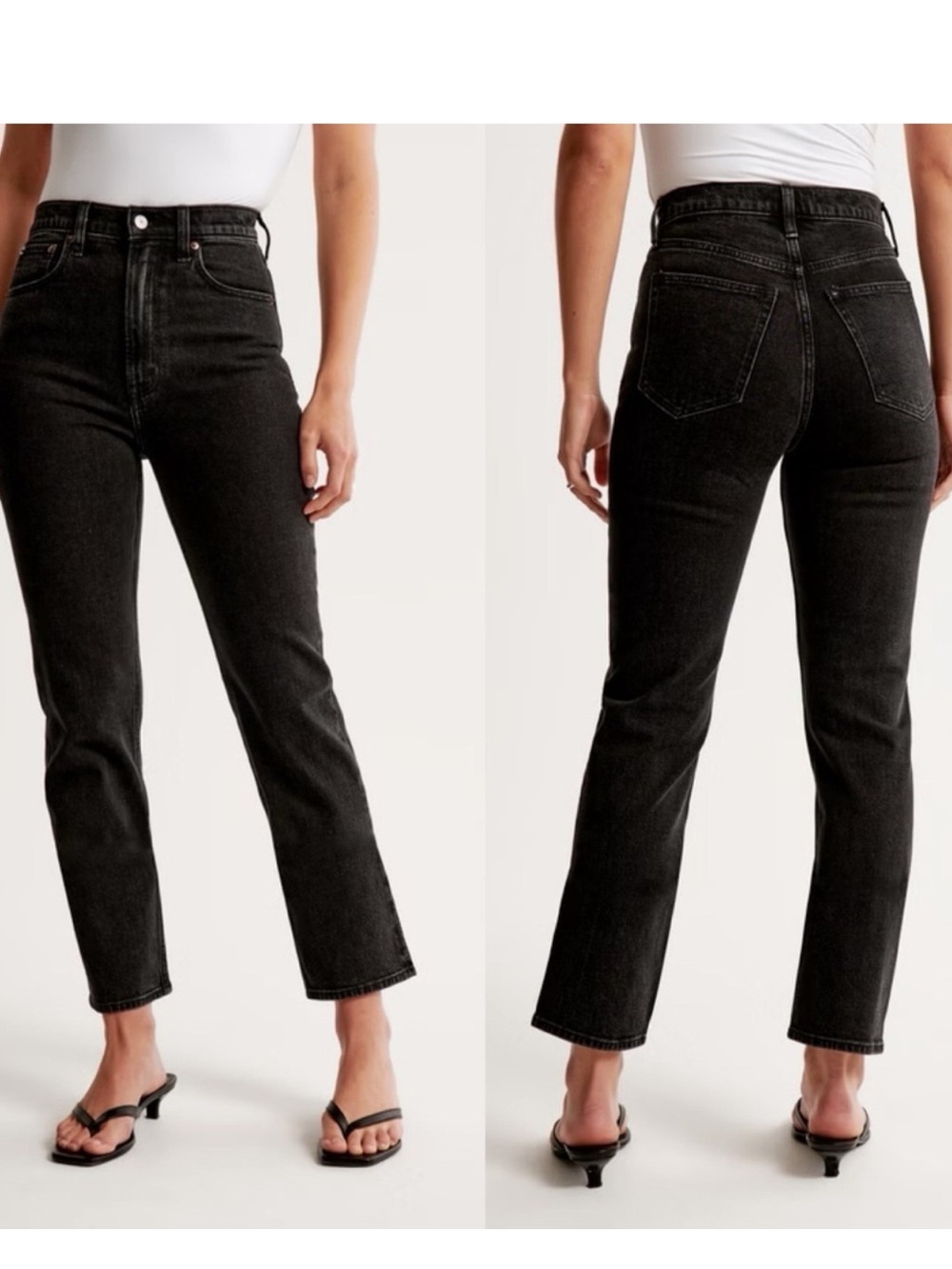 ABERCROMBIE & FITCH Curve Love High Rise Ankle Straight Black Jeans, Size 25/0